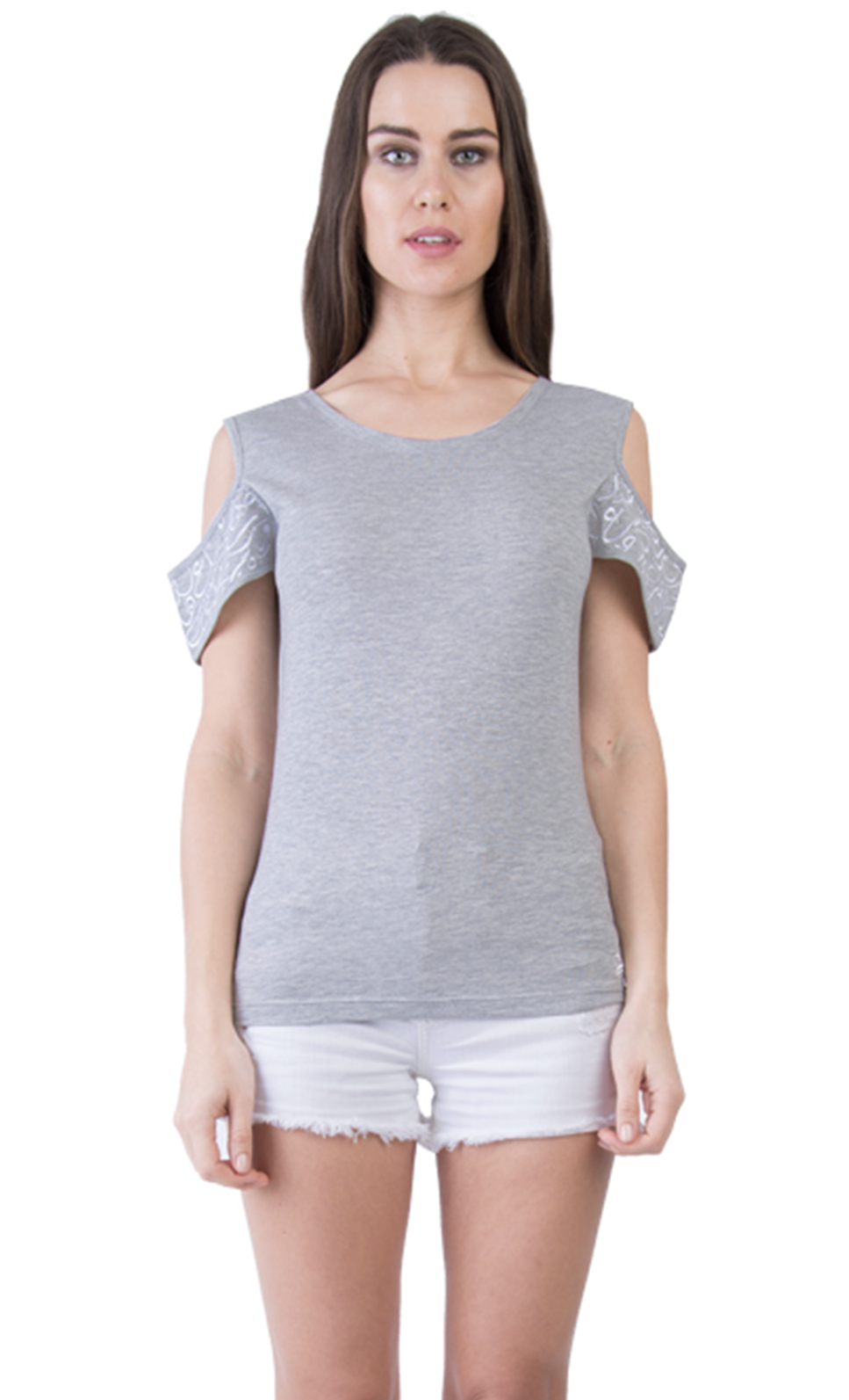 Grey Calligraphy Women T-Shirt