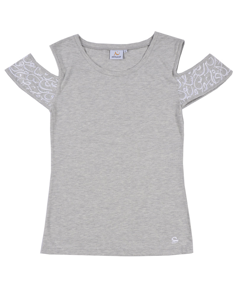 Grey Calligraphy Women T-Shirt