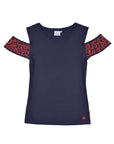 Navy Calligraphy Women T-Shirt