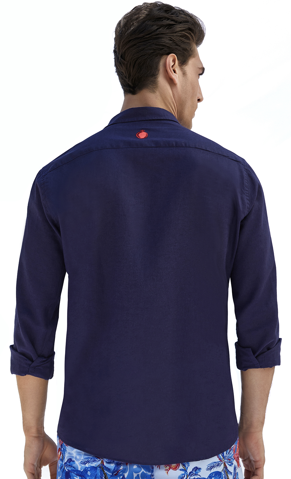 Navy Pomegranate Linen Shirt