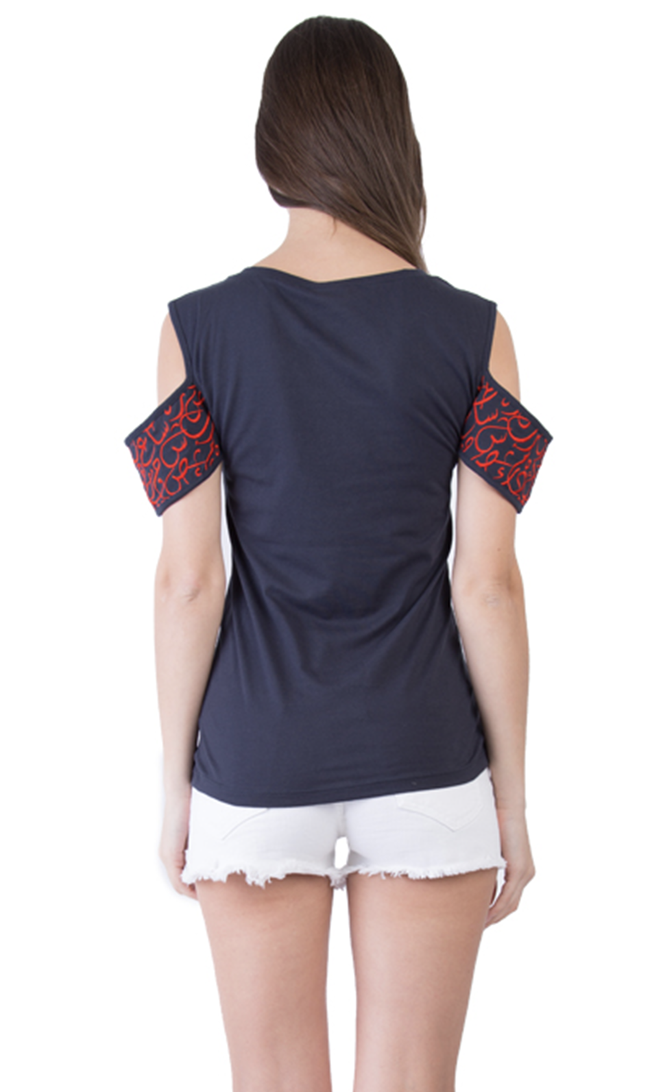 Navy Calligraphy Women T-Shirt