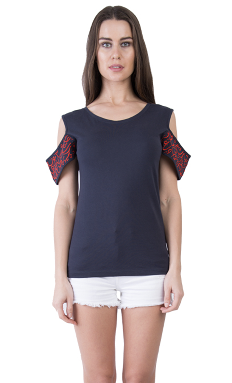 Navy Calligraphy Women T-Shirt