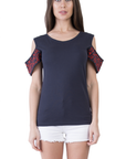 Navy Calligraphy Women T-Shirt