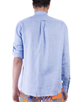 Blue Calligraphy Linen Shirt