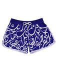 Navy Calligraphy Women Swim Shorts