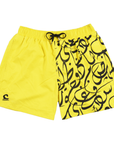 Yellow Calligraphy Swim Shorts